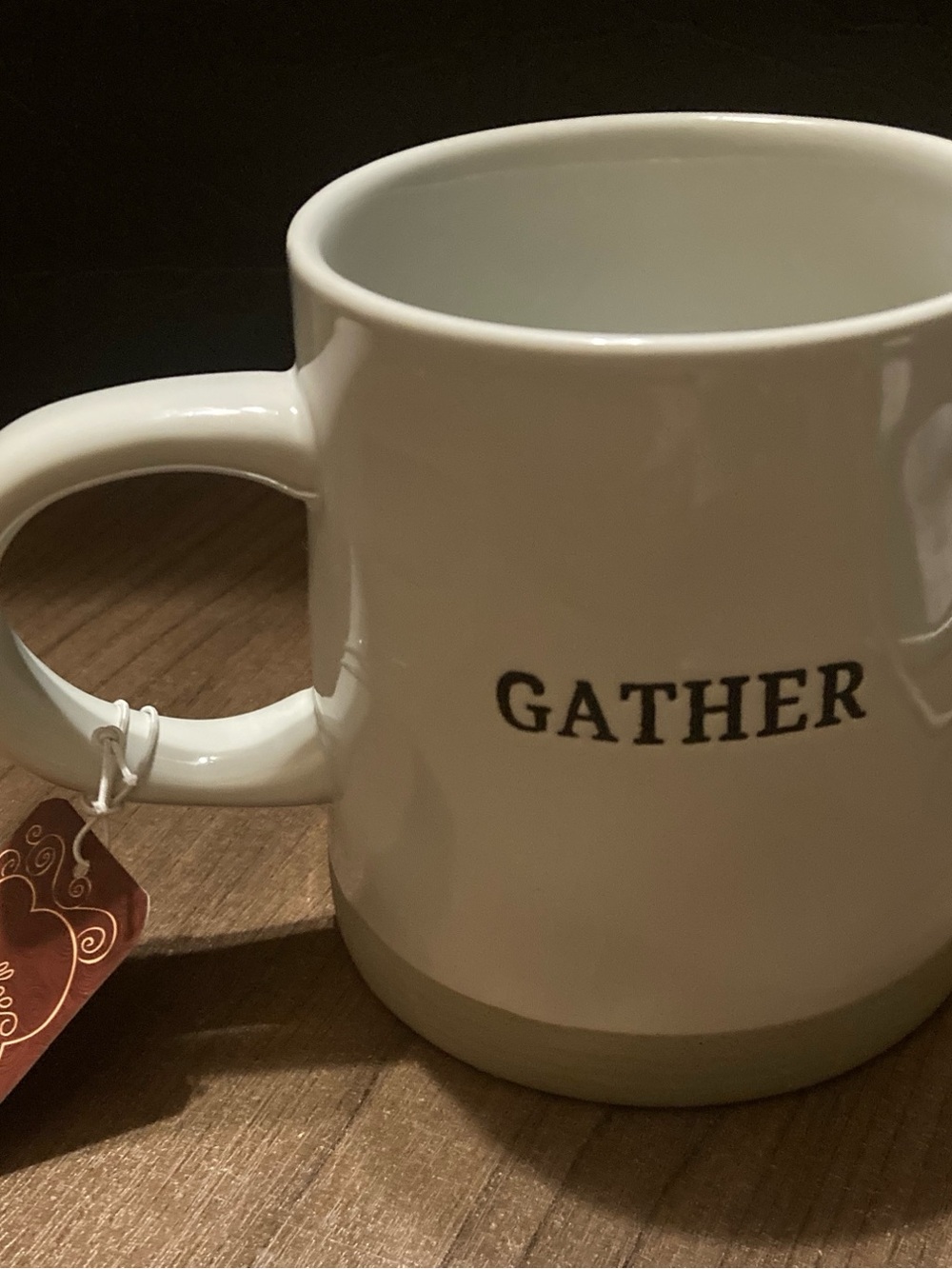 Gather Ceramic Coffee Mug - White with Tan Base